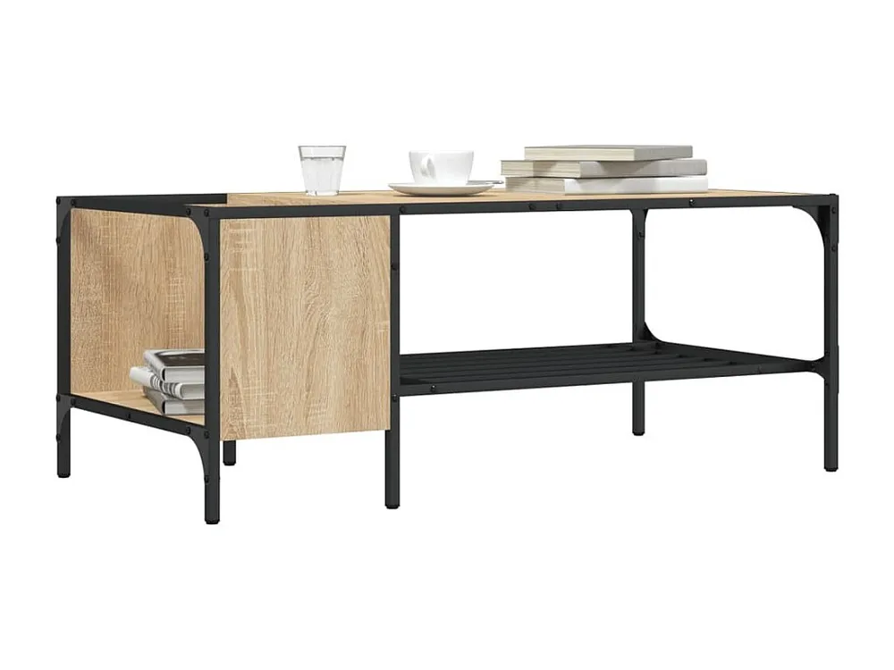 Mesa centro com prateleira derivados de madeira carvalho sonoma