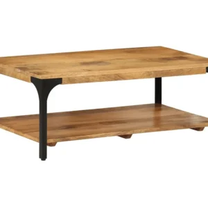 Mesa de centro 2 prateleiras 100x55x38cm mangueira maciç e ço