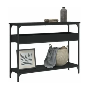 Mesa consola com prateleira 100x29x75 cm derivados madeira preto