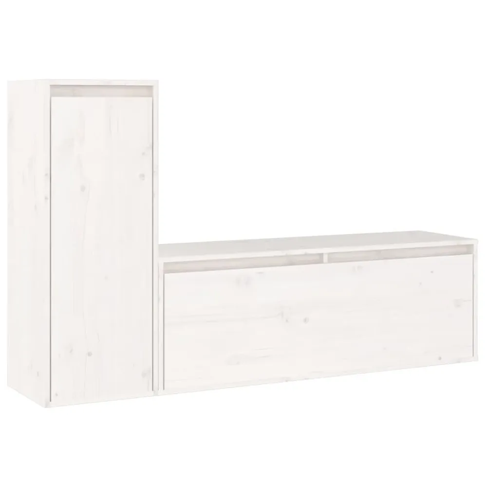 Móveis de TV 2 pcs madeira de pinho maciç branco com Garantia de 2 Anos