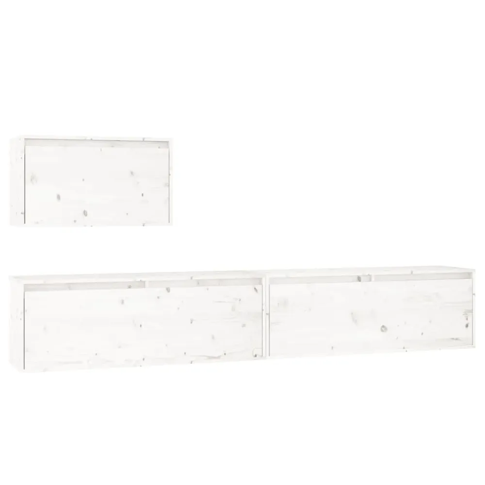 Móveis de TV 3 pcs madeira de pinho maciç branco | Entrega Rápida