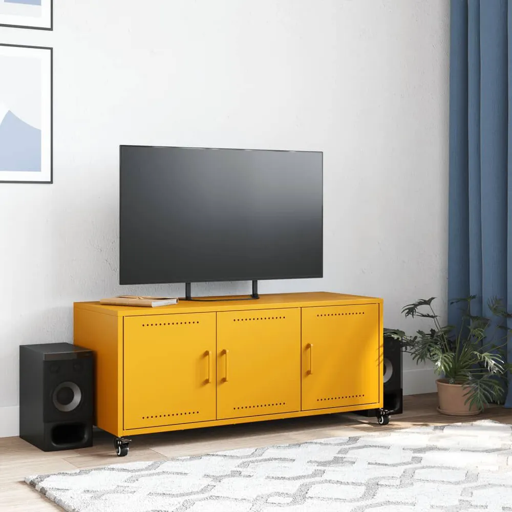 Móvel de TV 100,5x39x43,5 cm ço amarelo mostarda