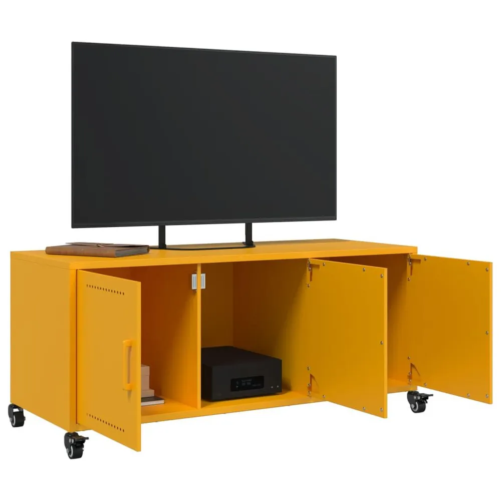 Móvel de TV 100,5x39x43,5 cm ço amarelo mostarda