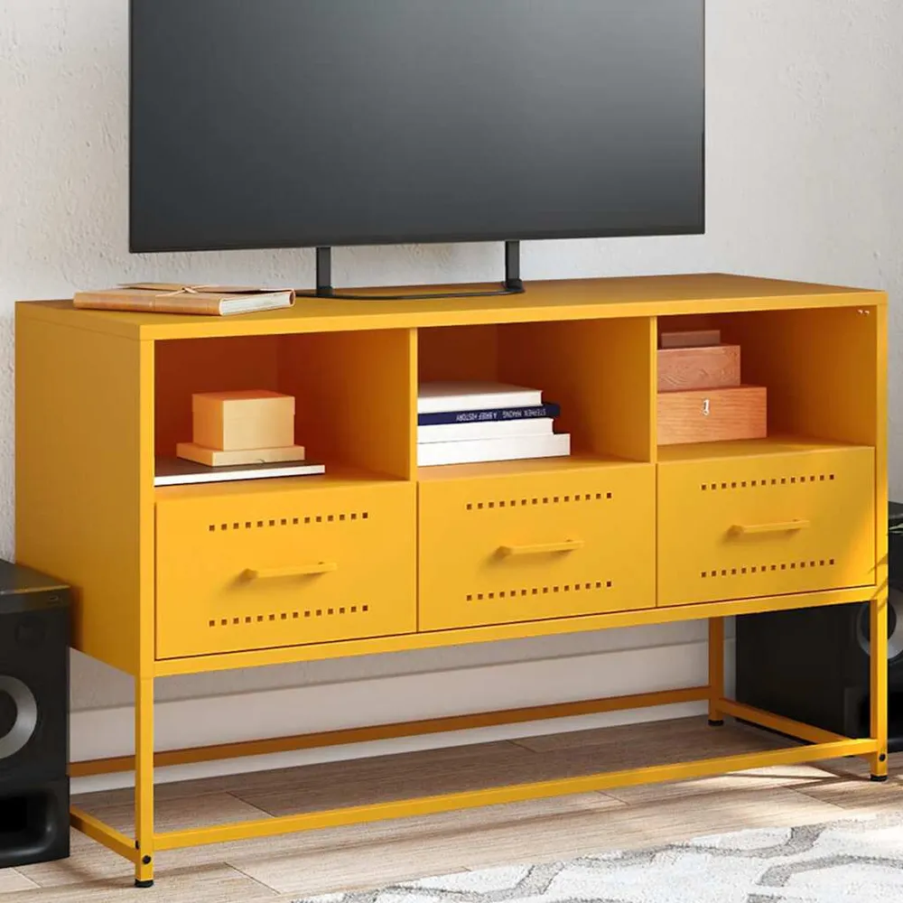 Móvel de TV 100,5x39x60,5 cm ço amarelo mostarda