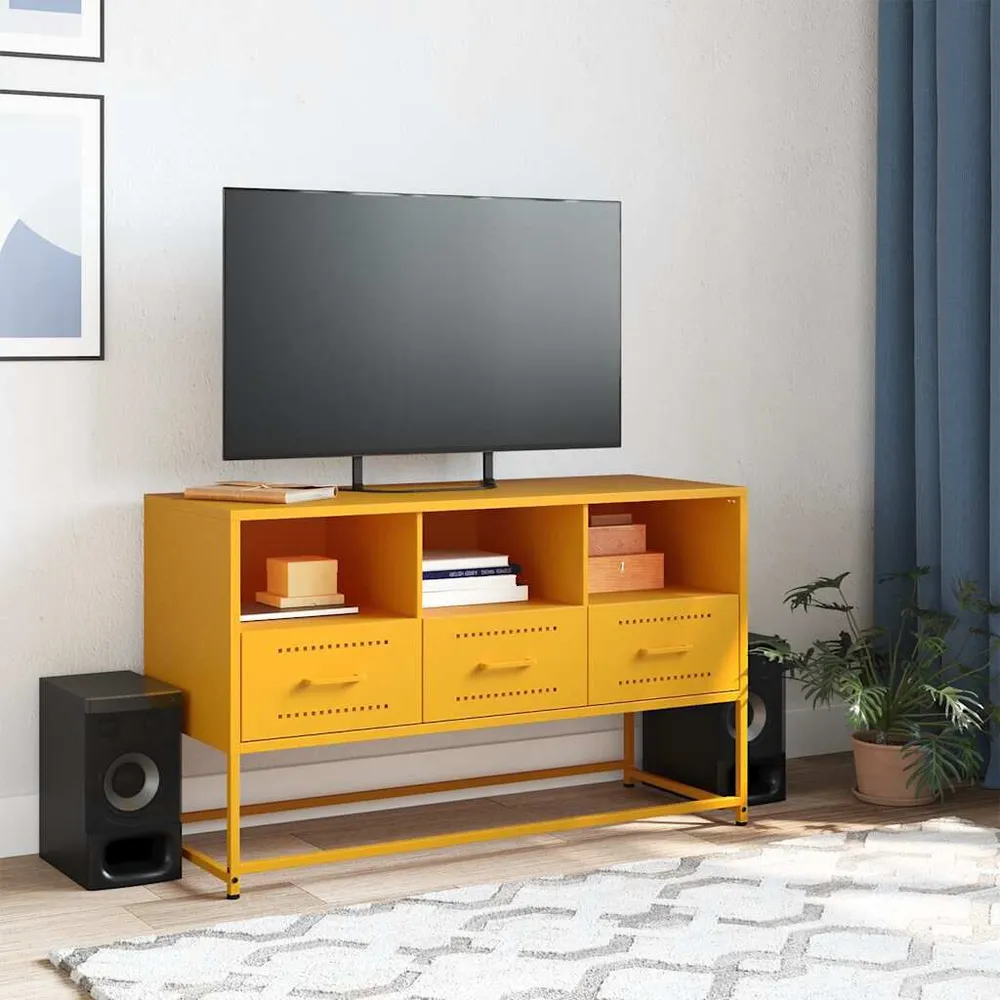 Móvel de TV 100,5x39x60,5 cm ço amarelo mostarda