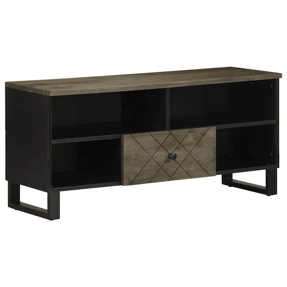 Móvel de TV 100x33x46 cm madeira de mangueira maciç preto