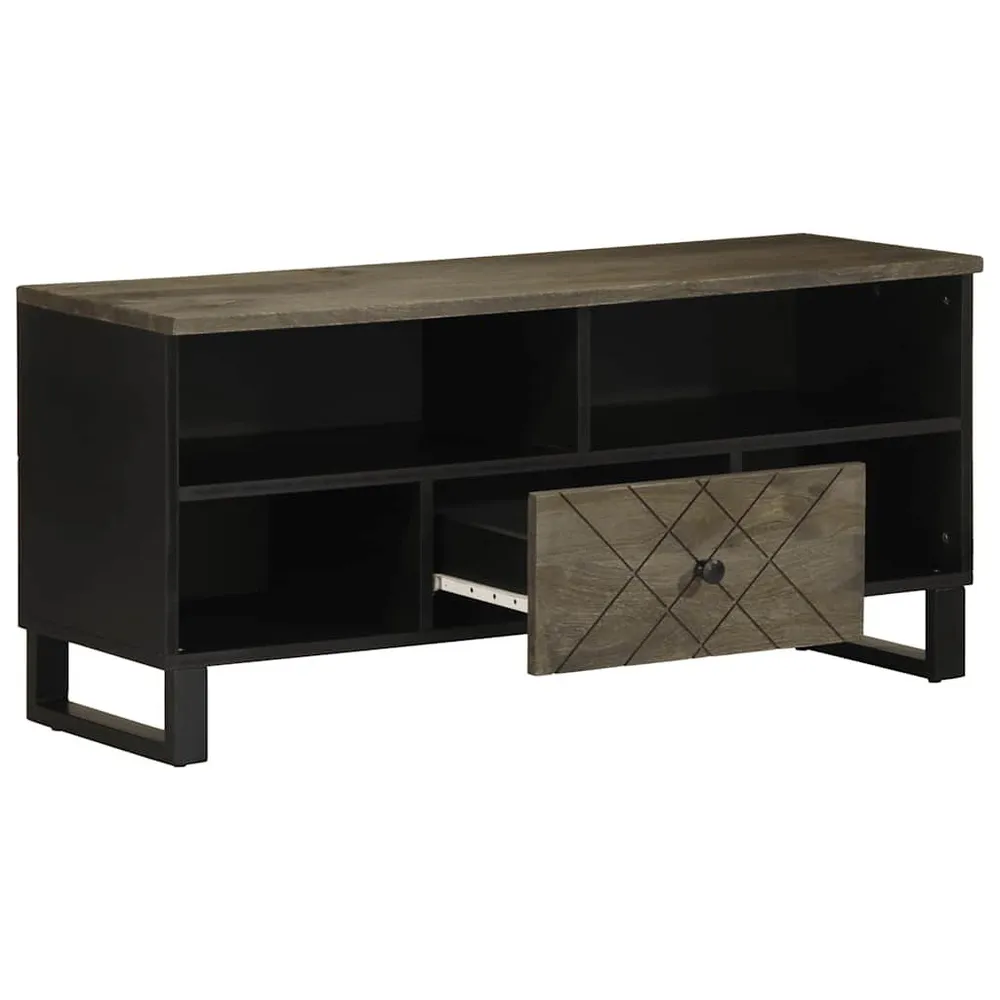Móvel de TV 100x33x46 cm madeira de mangueira maciç preto
