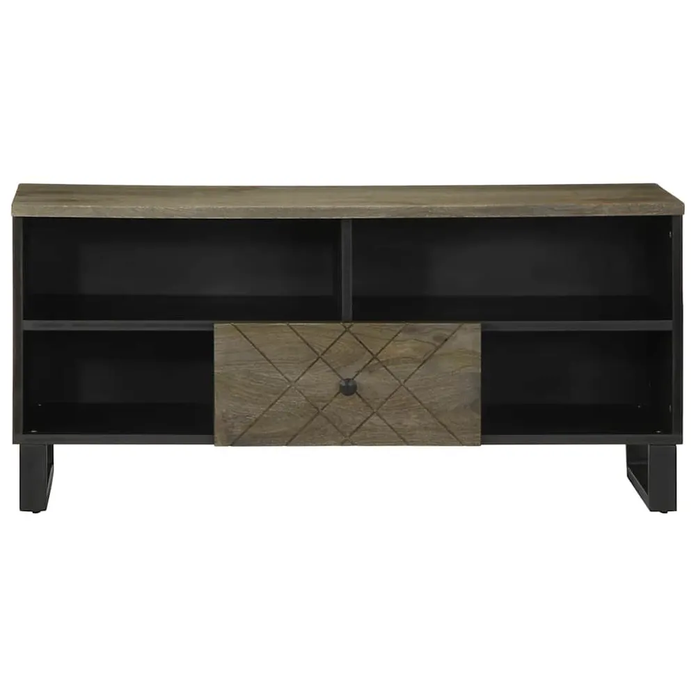 Móvel de TV 100x33x46 cm madeira de mangueira maciç preto