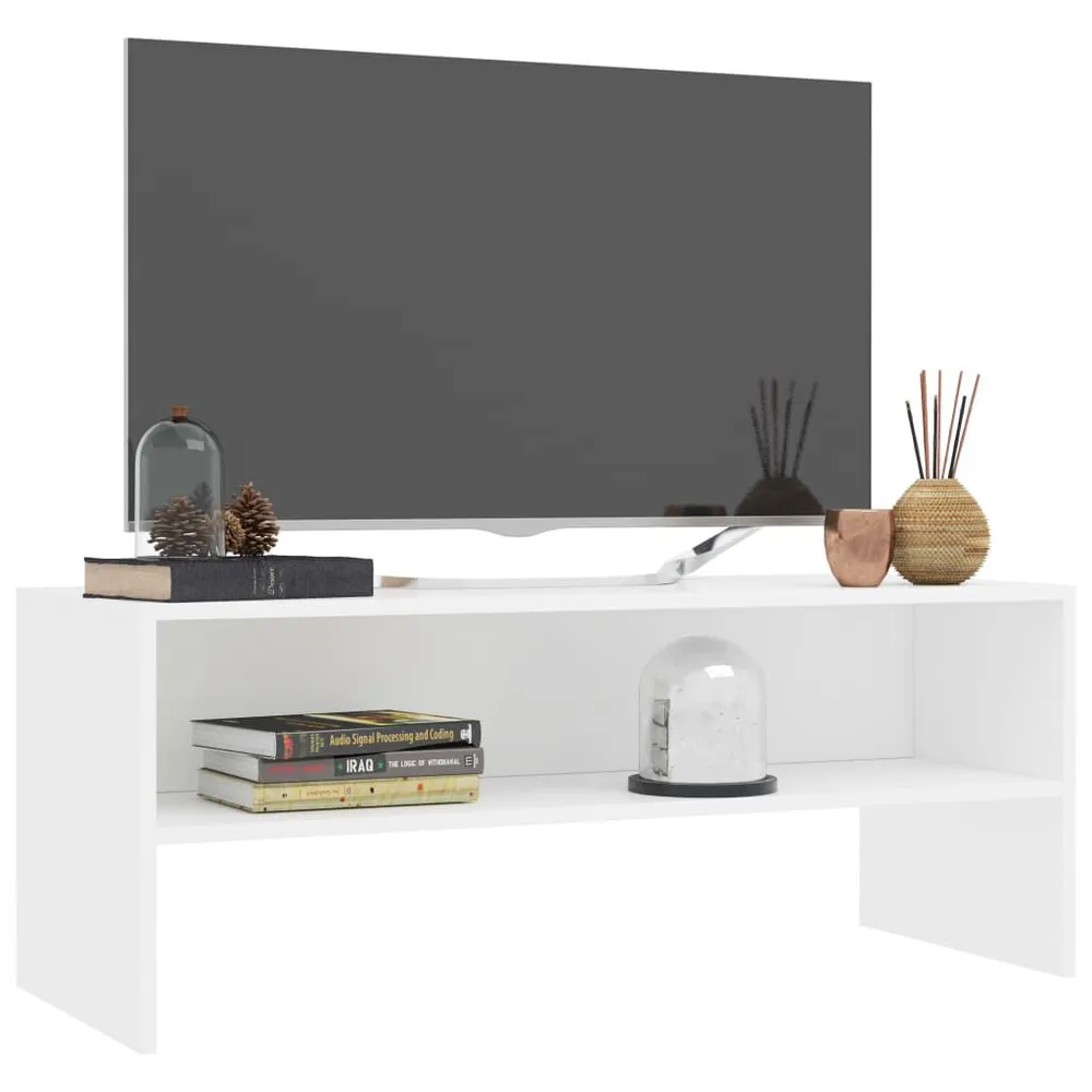 Móvel de TV 100x40x40 cm derivados de madeira branco com Garantia de 2 Anos