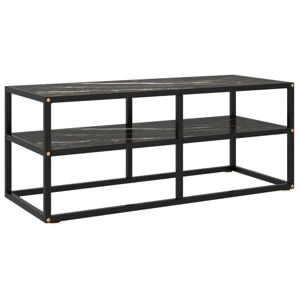 Móvel de TV 100x40x40 cm vidro mármore preto em Veludo