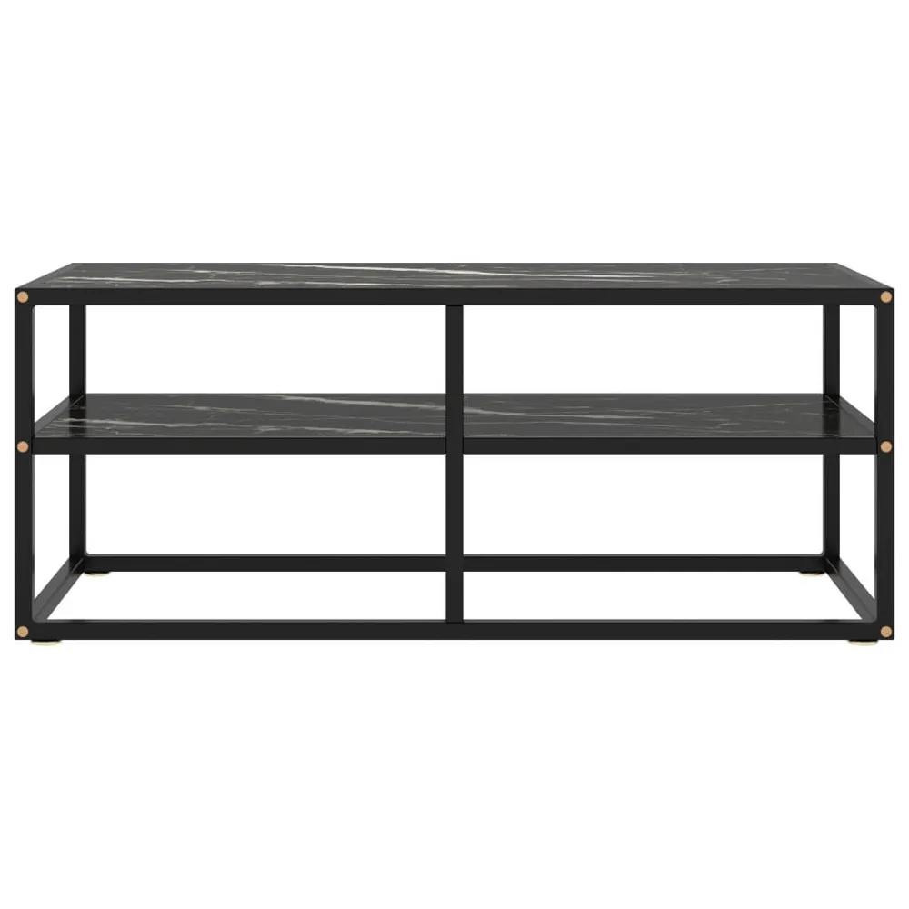 Móvel de TV 100x40x40 cm vidro mármore preto em Veludo