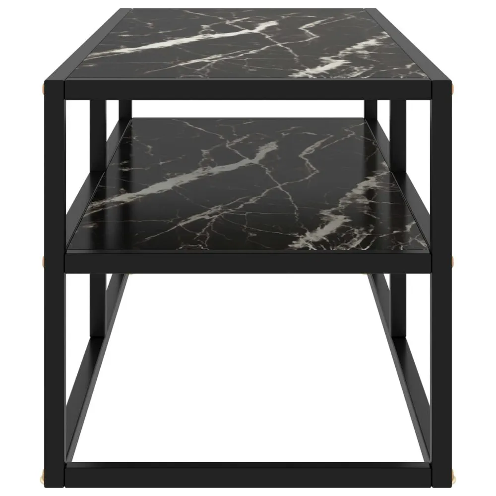 Móvel de TV 100x40x40 cm vidro mármore preto em Veludo