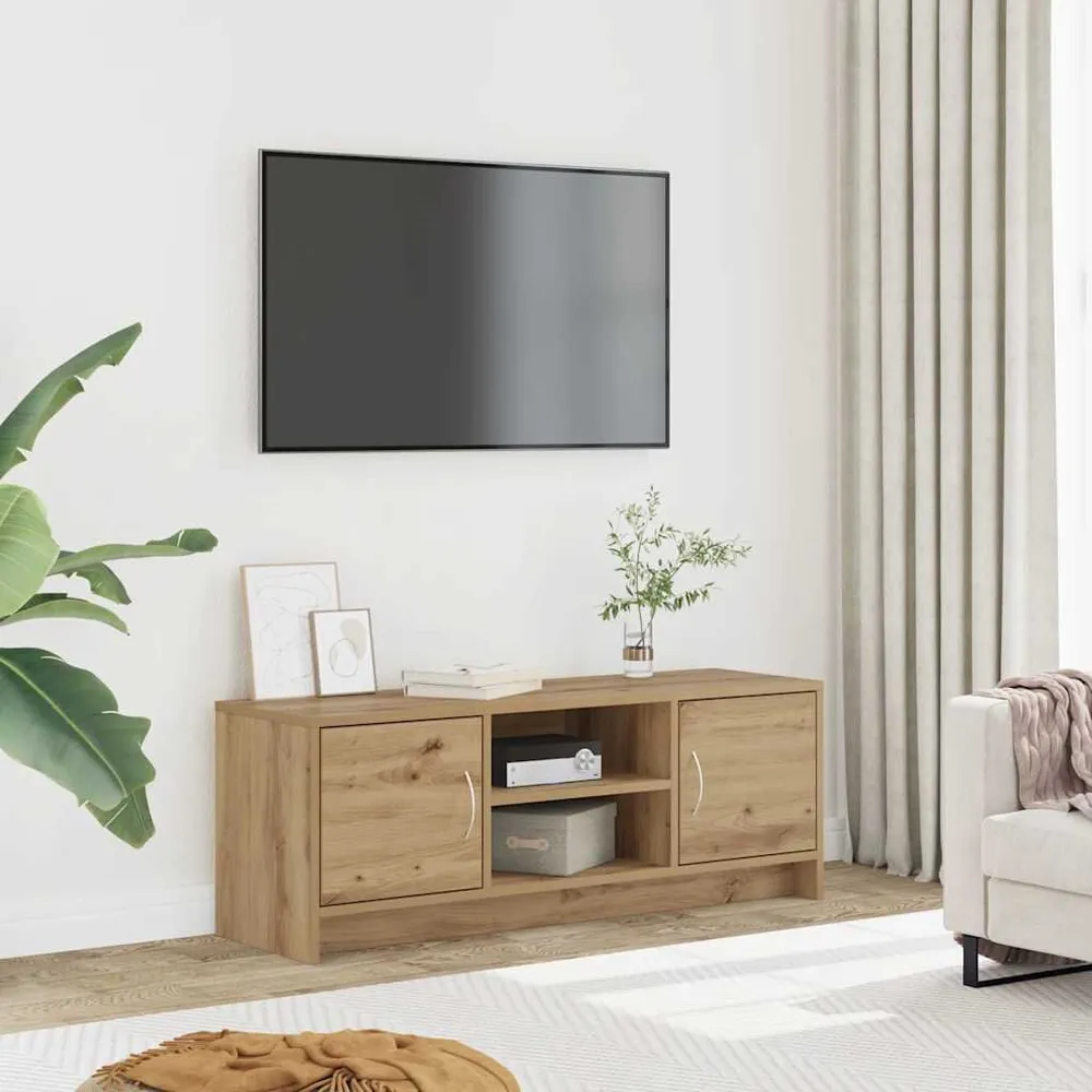 Móvel TV 102x30x37,5 cm derivados de madeira carvalho artisiano com Espaço para Lenha