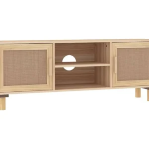 Móvel de TV 105x30x40 cm pinho maciço/vime puro castanho