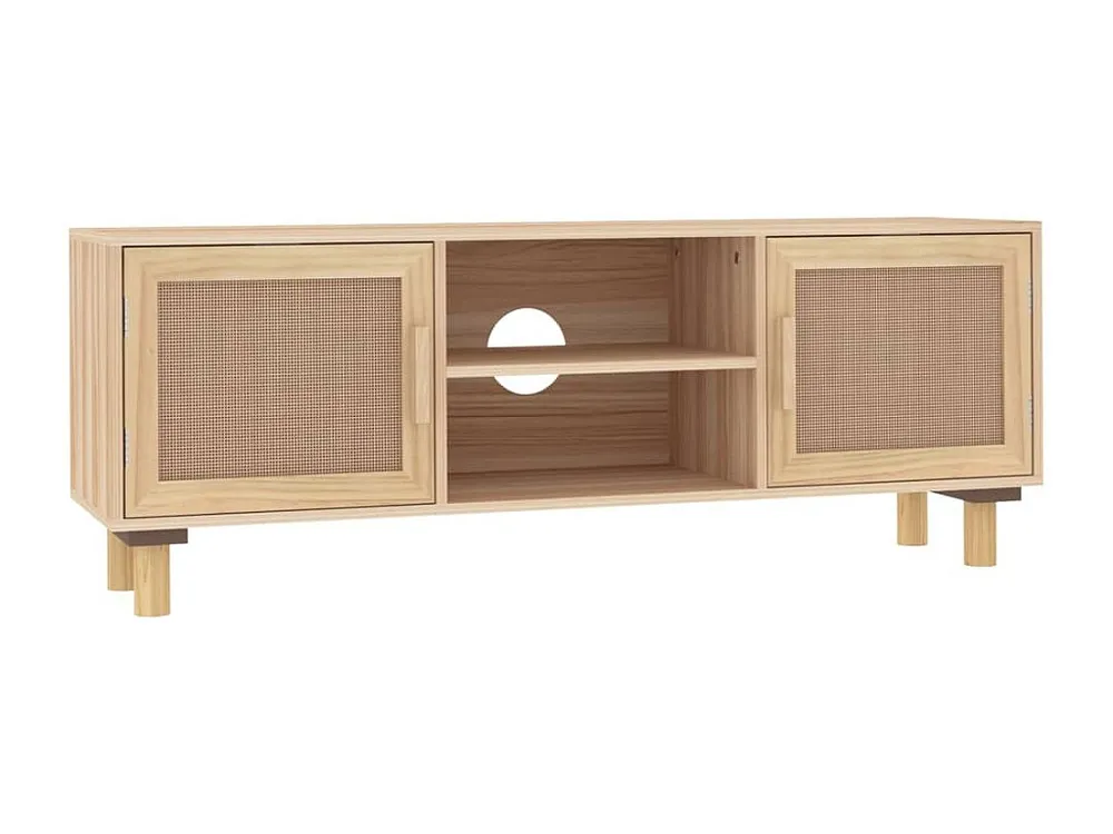 Móvel de TV 105x30x40 cm pinho maciço/vime puro castanho
