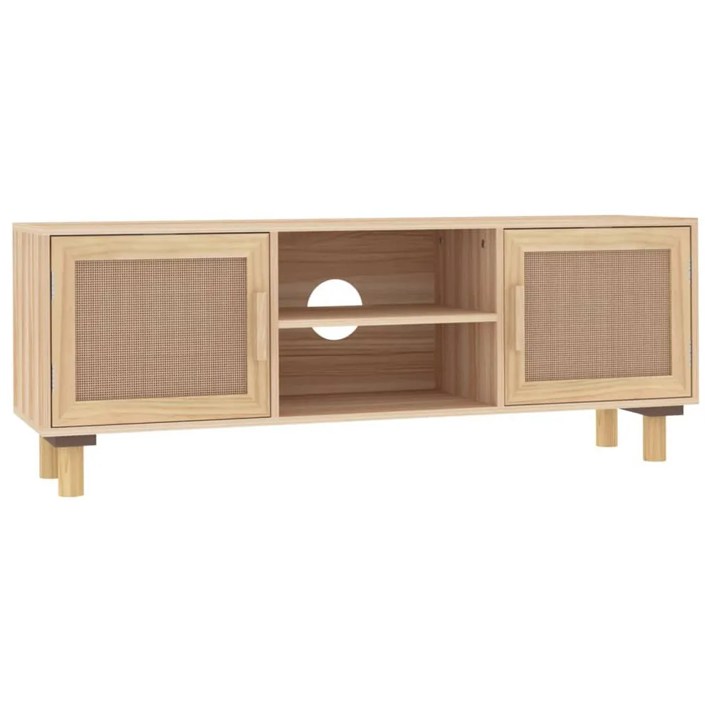 Móvel de TV 105x30x40 cm pinho maciço/vime puro castanho