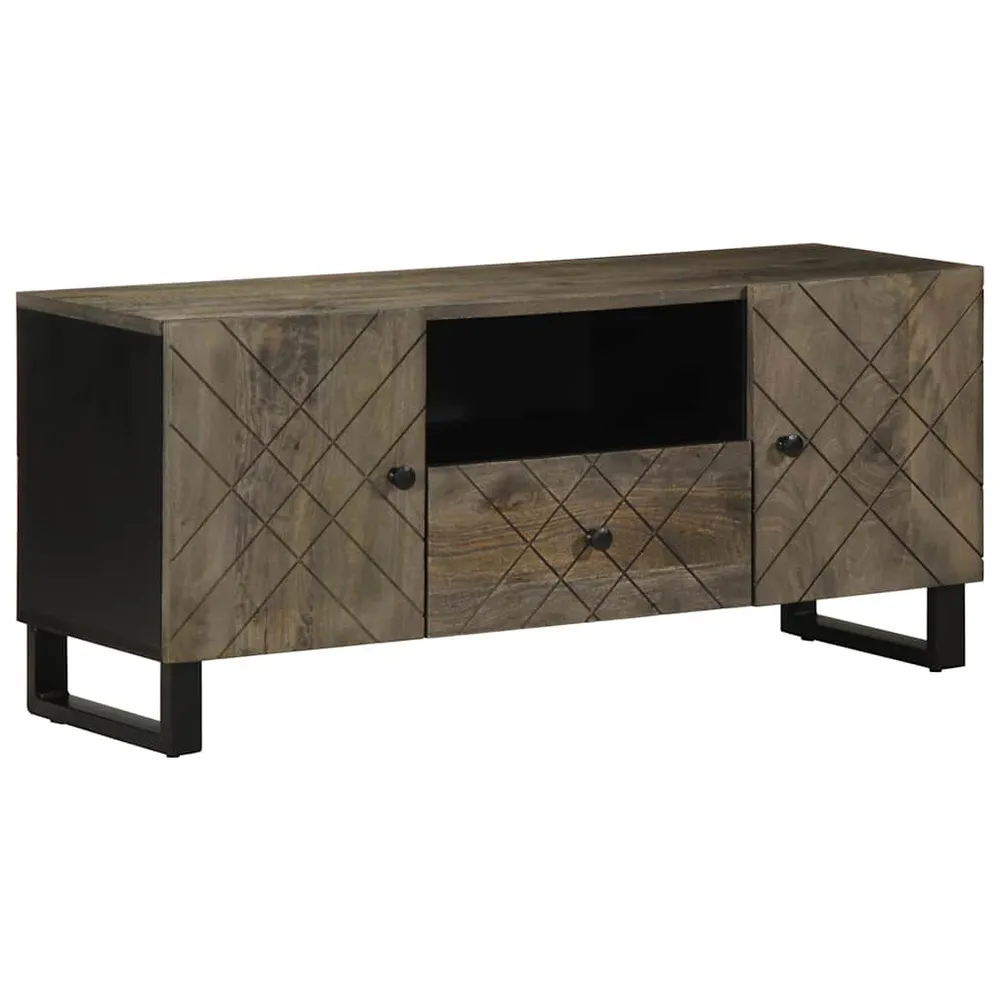 Móvel de TV 105x33x46 cm madeira de mangueira maciç preto