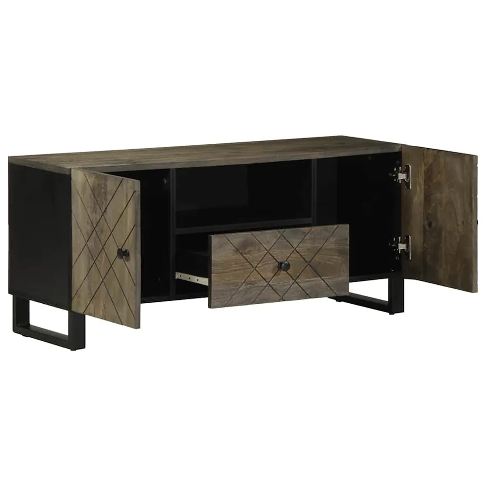 Móvel de TV 105x33x46 cm madeira de mangueira maciç preto