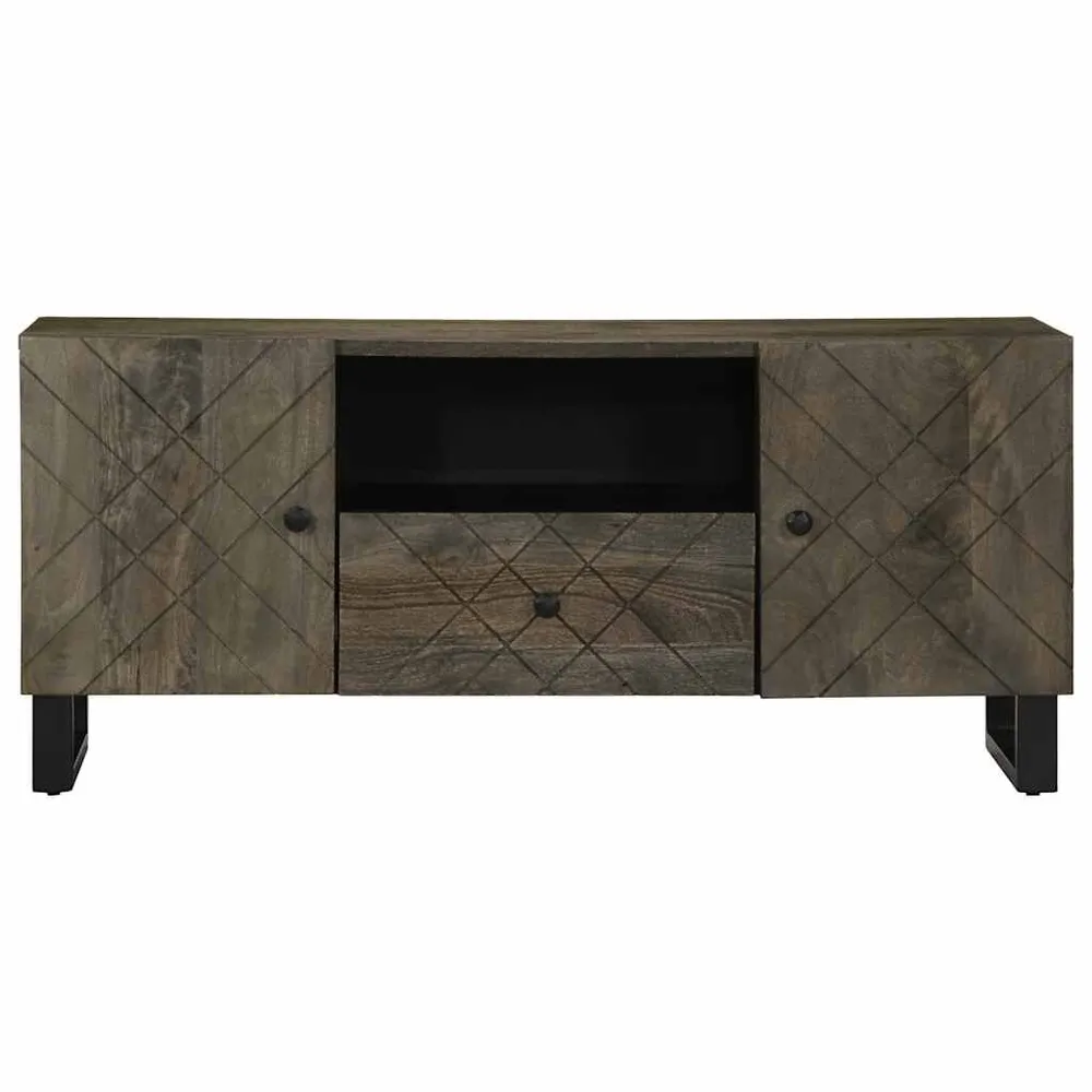 Móvel de TV 105x33x46 cm madeira de mangueira maciç preto