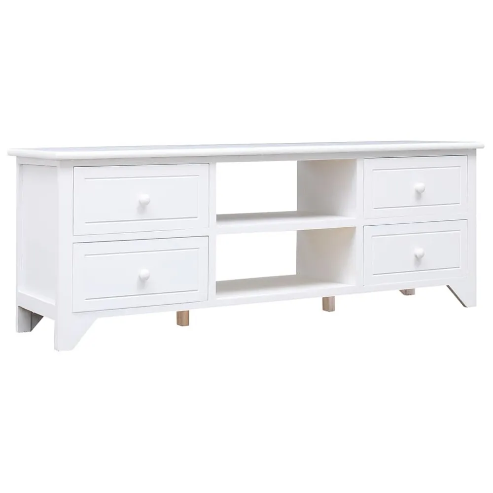Móvel de TV 108x30x40 cm madeira paulownia maciç branco