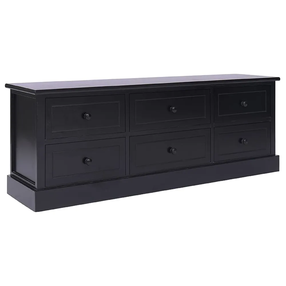 Móvel de TV 108x30x40 cm madeira paulownia maciç preto