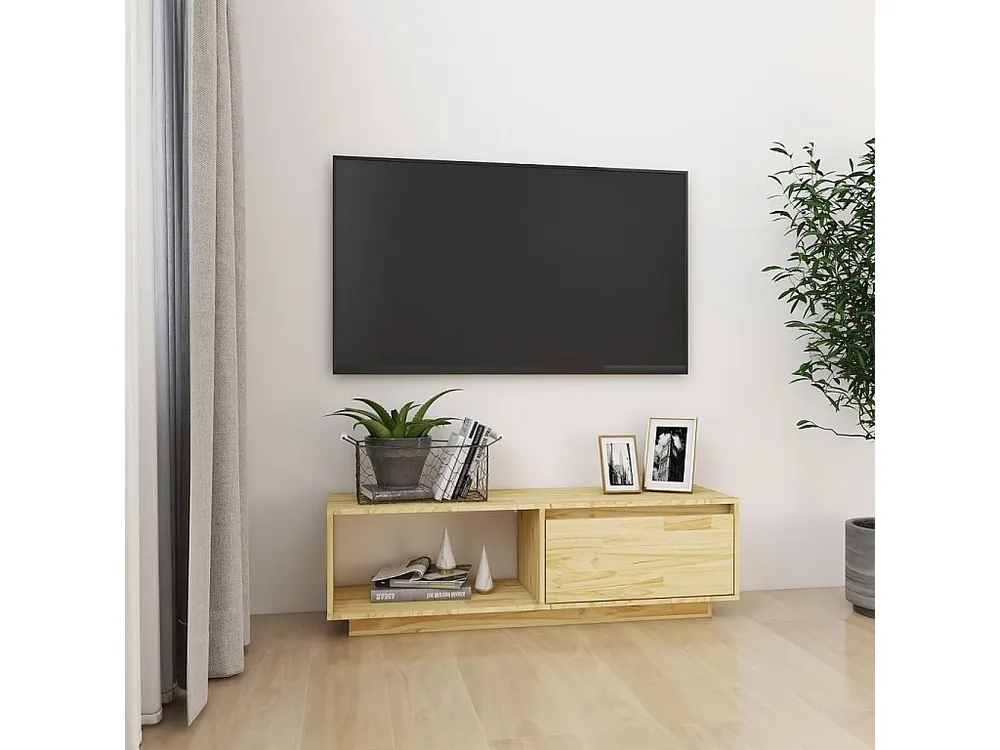 Móvel de TV 110x30x33,5 cm madeira de pinho maciç