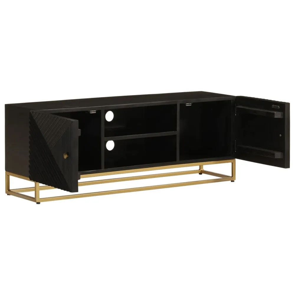 Móvel de TV 110x30x40 cm mangueira maciç e ferro preto