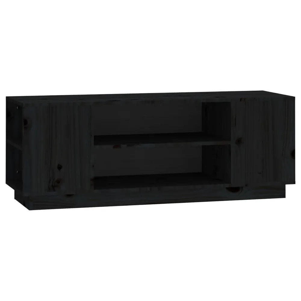 Móvel de TV 110x35x40,5 cm madeira de pinho maciç preto com USB Integrado