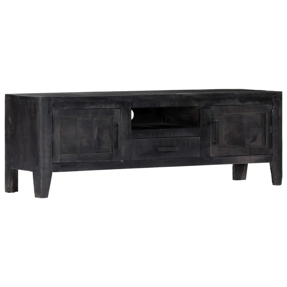 Móvel de TV 118x30x40 cm madeira de mangueira maciç preto