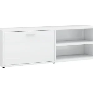 Móvel de TV 120x34x37 cm contraplacado branco cintilante