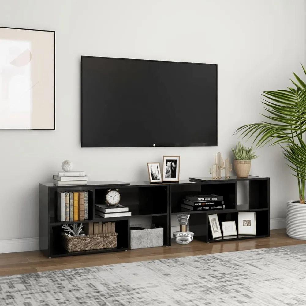 Móvel de TV 149x30x52 cm derivados de madeira preto luminoso