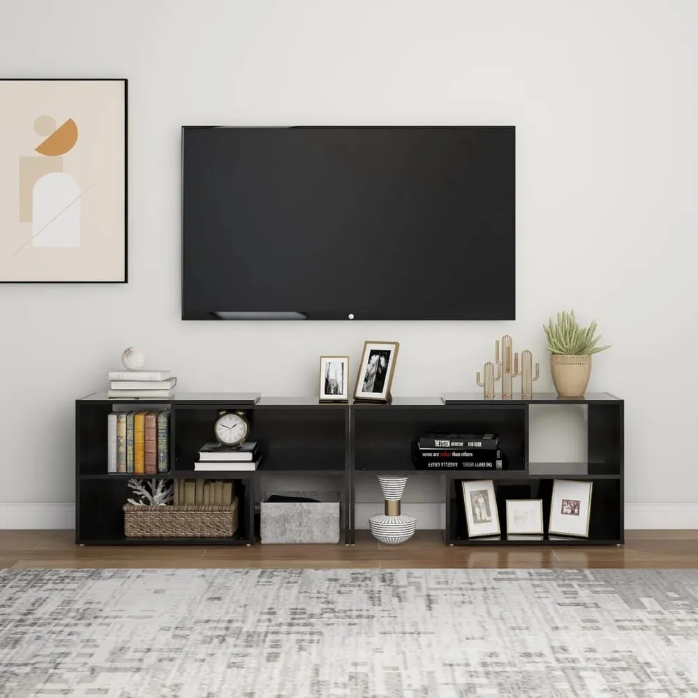 Móvel de TV 149x30x52 cm derivados de madeira preto luminoso