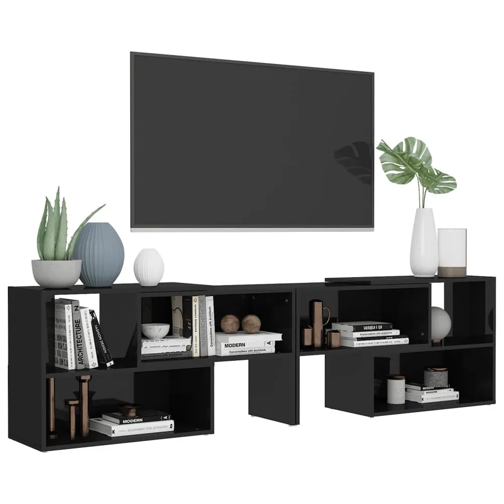 Móvel de TV 149x30x52 cm derivados de madeira preto luminoso
