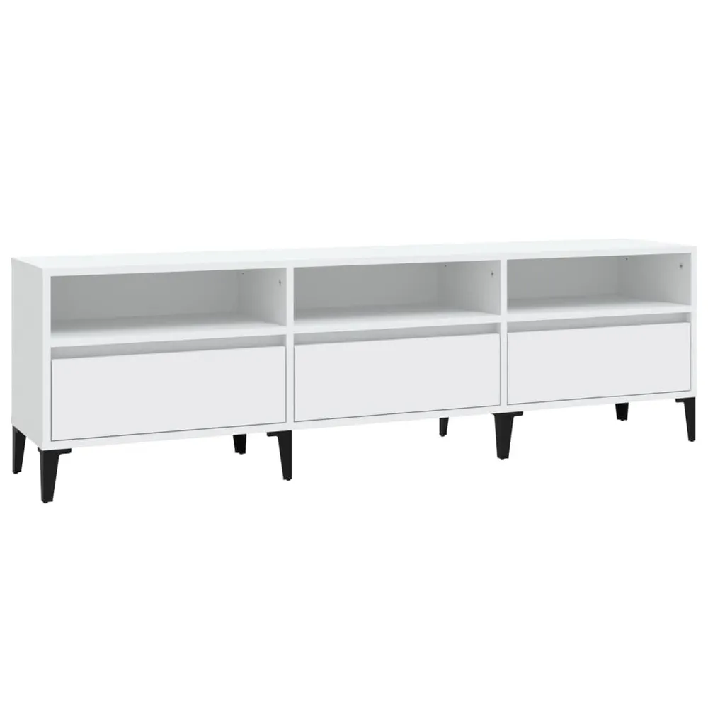 Móvel de TV 150x30x44,5 cm derivados de madeira branco com Espaço para Lenha