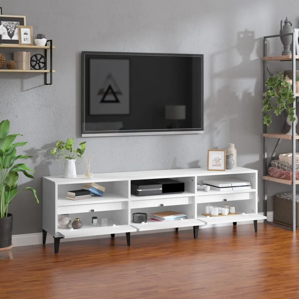 Móvel de TV 150x30x44,5 cm derivados de madeira branco com Espaço para Lenha