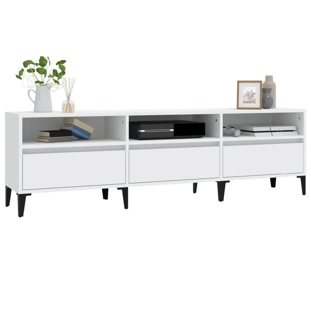 Móvel de TV 150x30x44,5 cm derivados de madeira branco com Espaço para Lenha