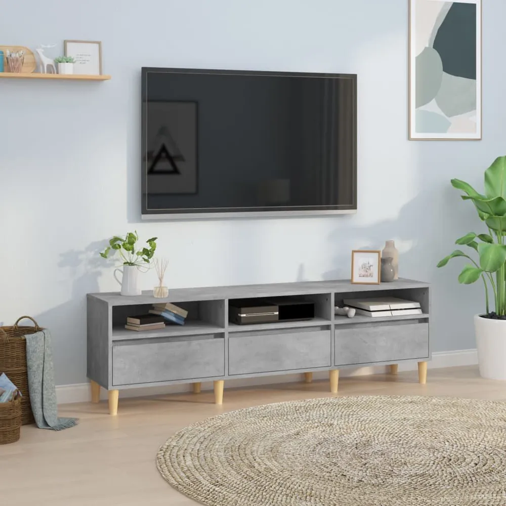 Móvel de TV 150x30x44,5 cm derivados de madeira cinza cimento 3 Lugares