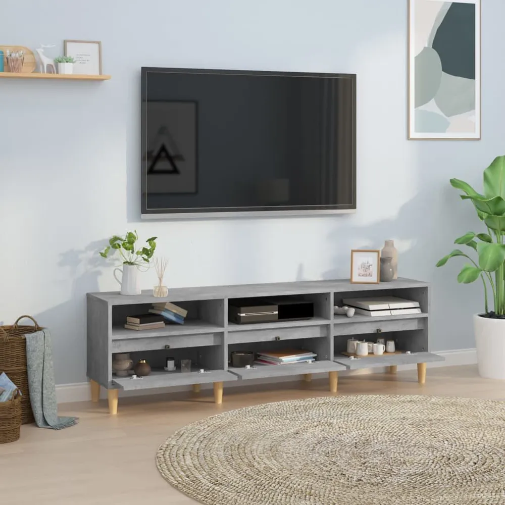 Móvel de TV 150x30x44,5 cm derivados de madeira cinza cimento 3 Lugares
