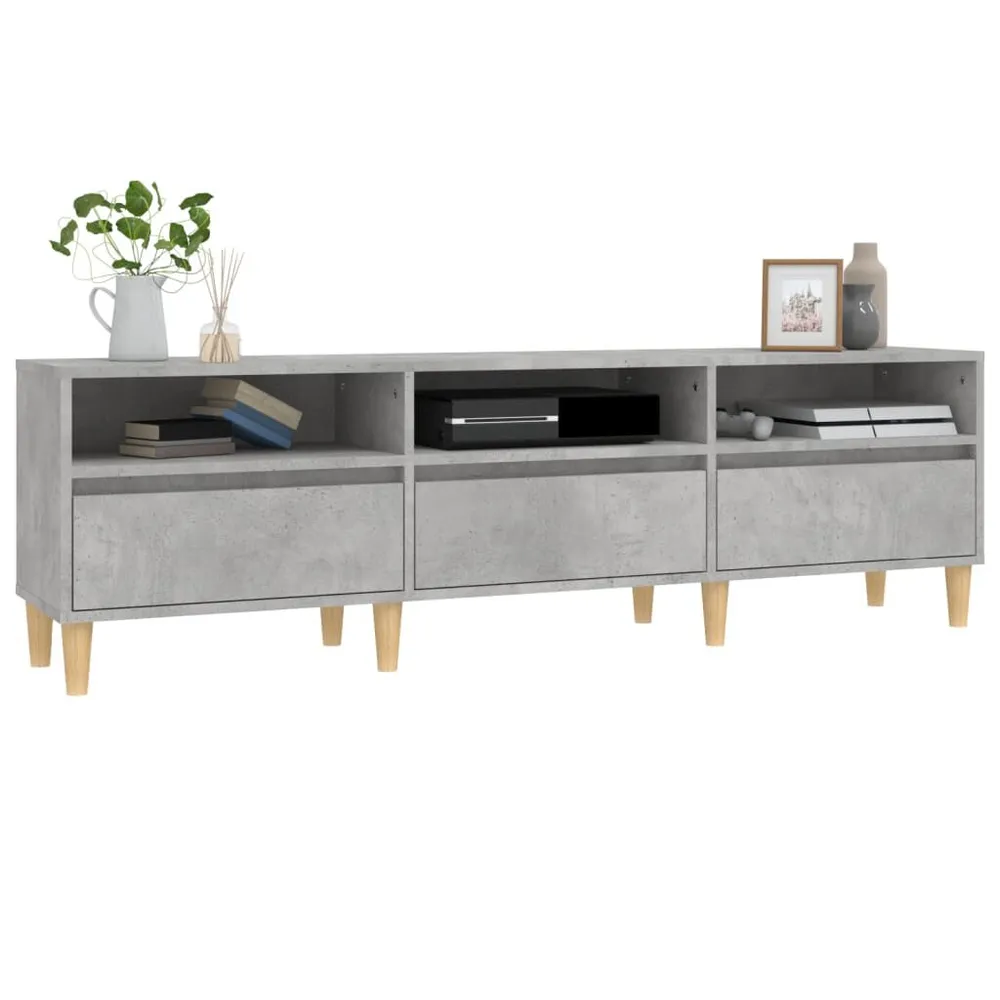 Móvel de TV 150x30x44,5 cm derivados de madeira cinza cimento 3 Lugares