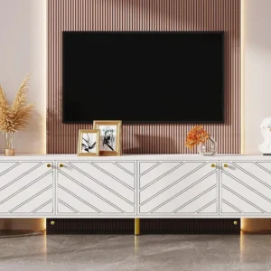 Móvel TV L 170cm - 4 portas - aglomerado e MDF - Branco