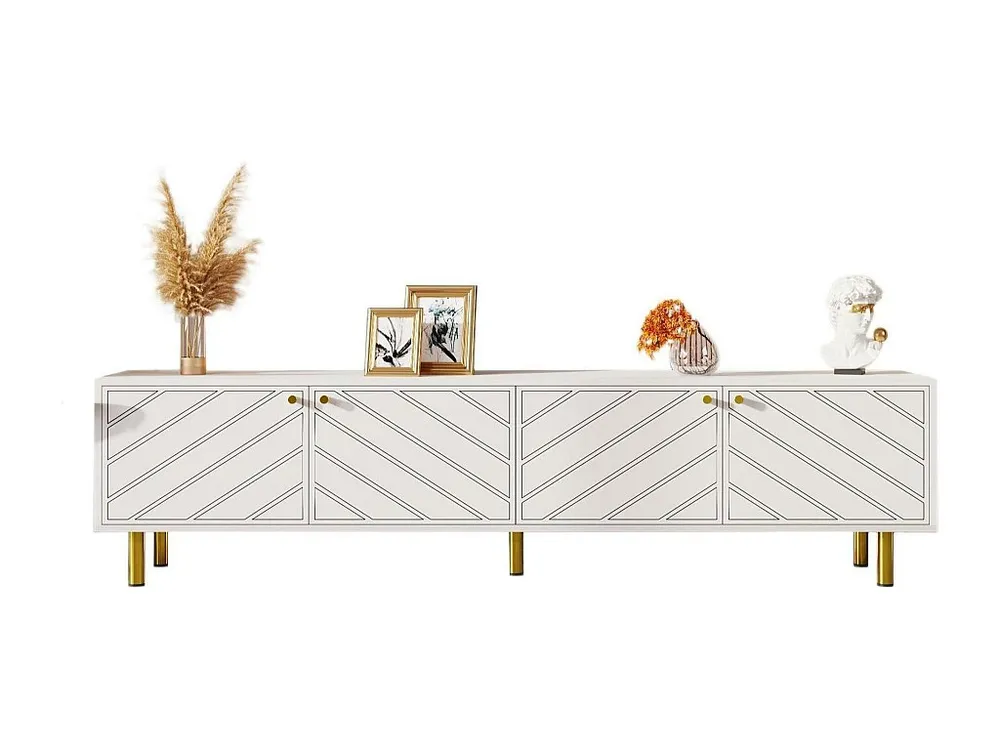 Móvel TV L 170cm - 4 portas - aglomerado e MDF - Branco