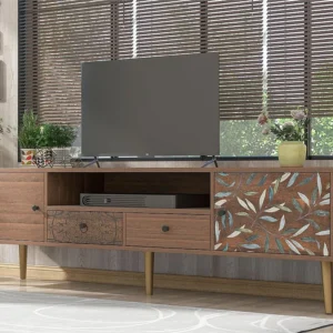 Móvel TV 180cm - 2 compartimentos + 2 gavetas - Castanho