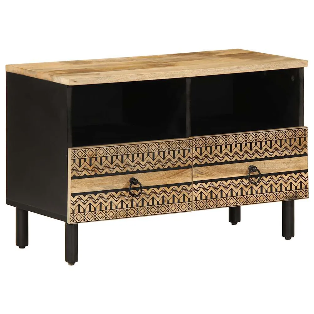 Móvel de TV 70x33,5x46 cm madeira mangueira áspera maciç preto