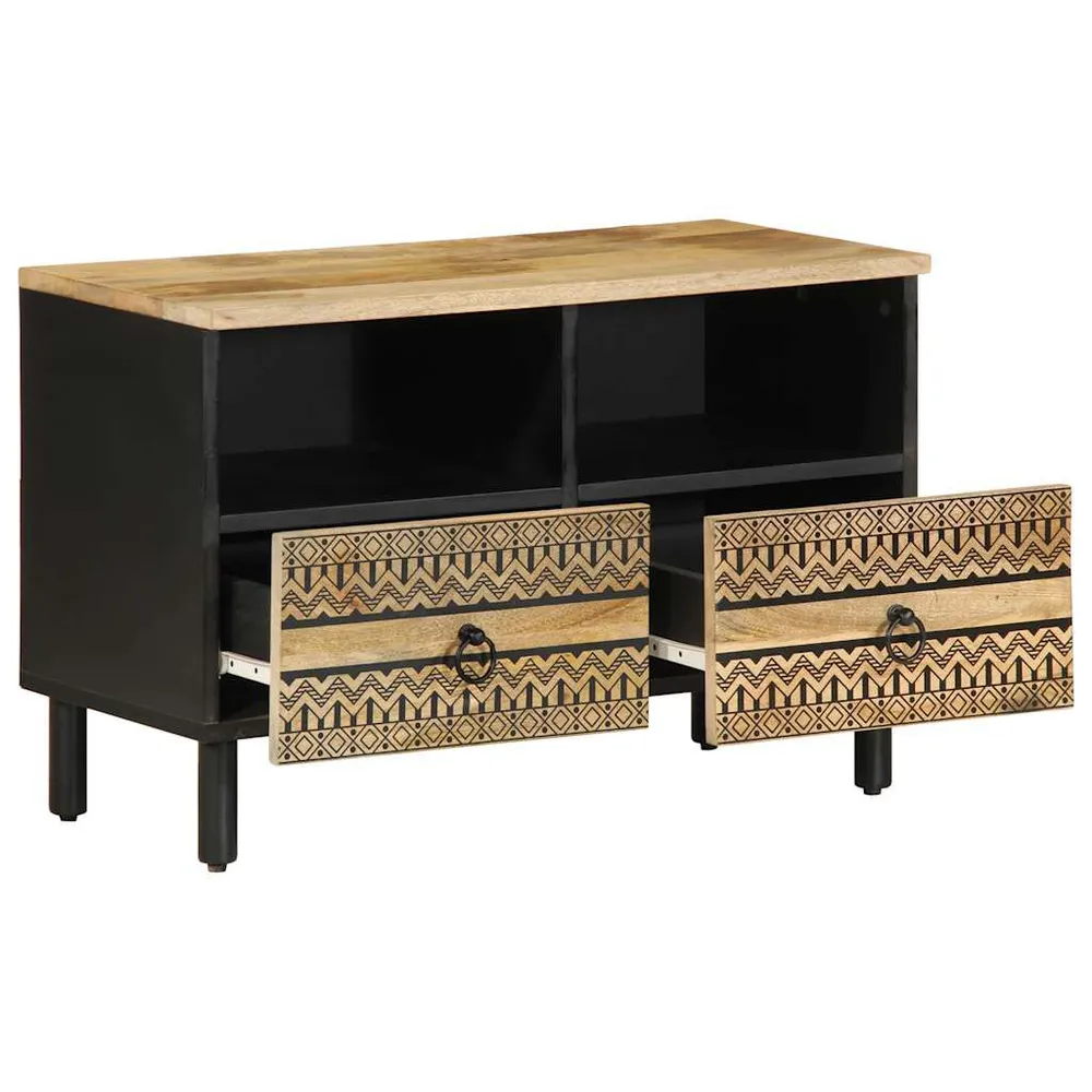 Móvel de TV 70x33,5x46 cm madeira mangueira áspera maciç preto