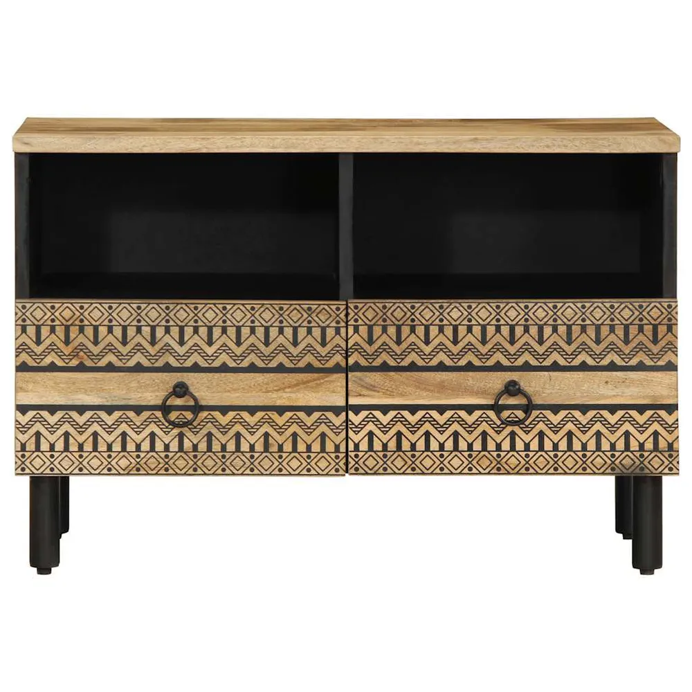 Móvel de TV 70x33,5x46 cm madeira mangueira áspera maciç preto