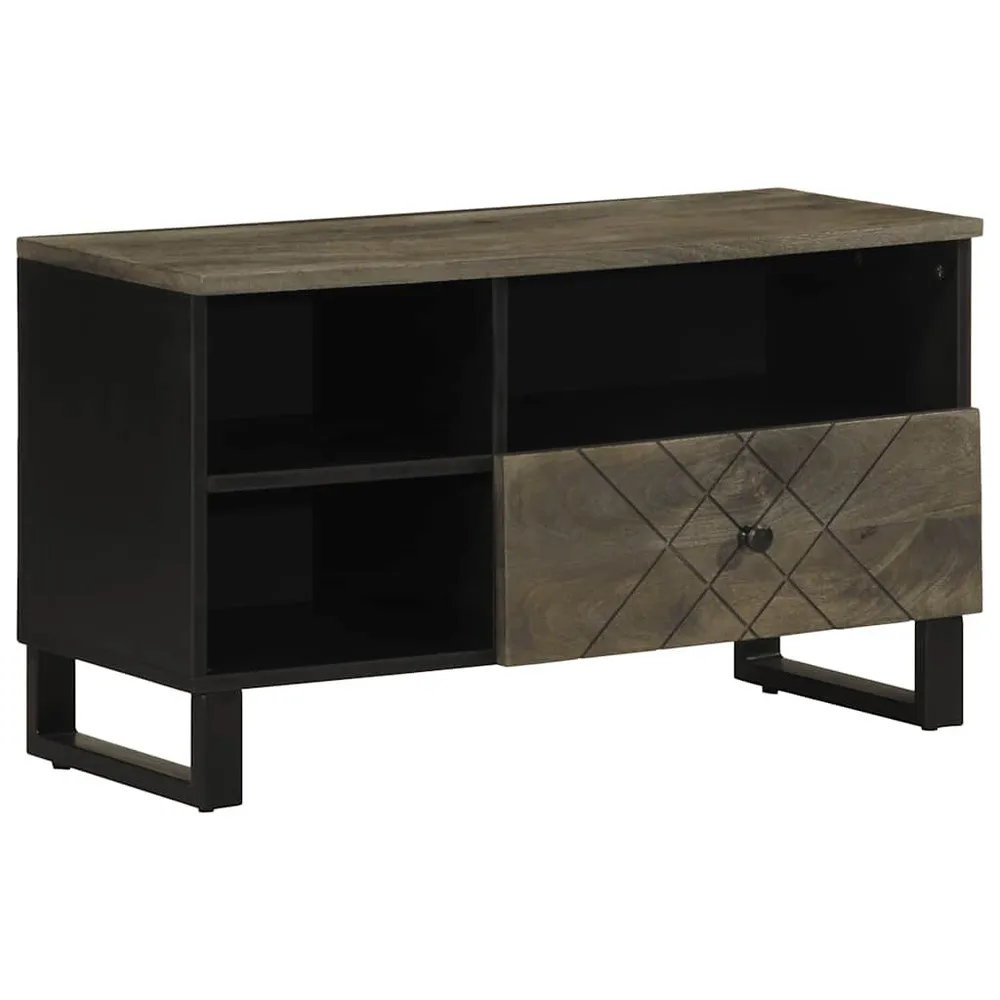Móvel de TV 80x33x46 cm madeira de mangueira maciç preto