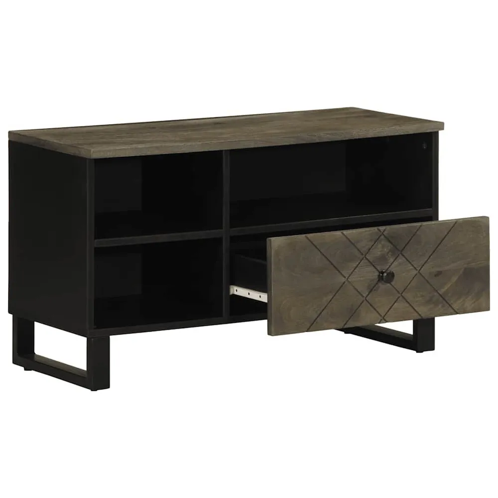 Móvel de TV 80x33x46 cm madeira de mangueira maciç preto