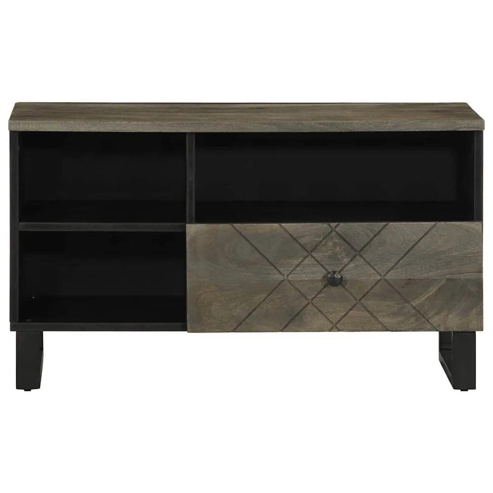 Móvel de TV 80x33x46 cm madeira de mangueira maciç preto