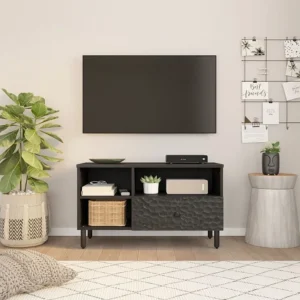 Móvel de TV 80x33x46 cm madeira de mangueira maciç preto