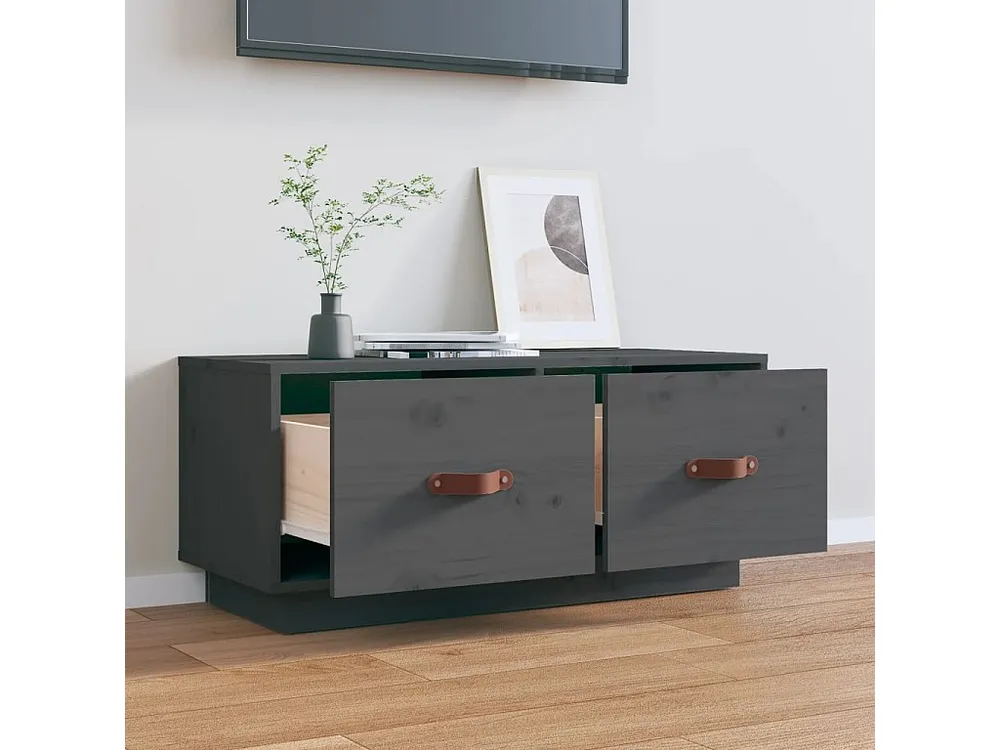 Móvel de TV 80x34x35 cm madeira de pinho maciç cinza
